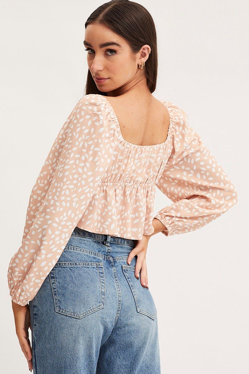 Print Tie Front Top Long Sleeve Crop sold by Ally Fashion product image thumbnail 5