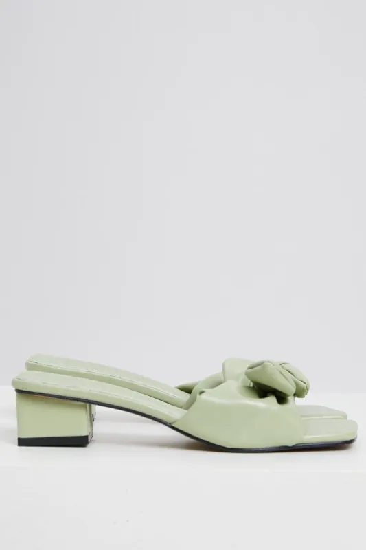 Green Faux Leather Knot Mule sold by Ally Fashion