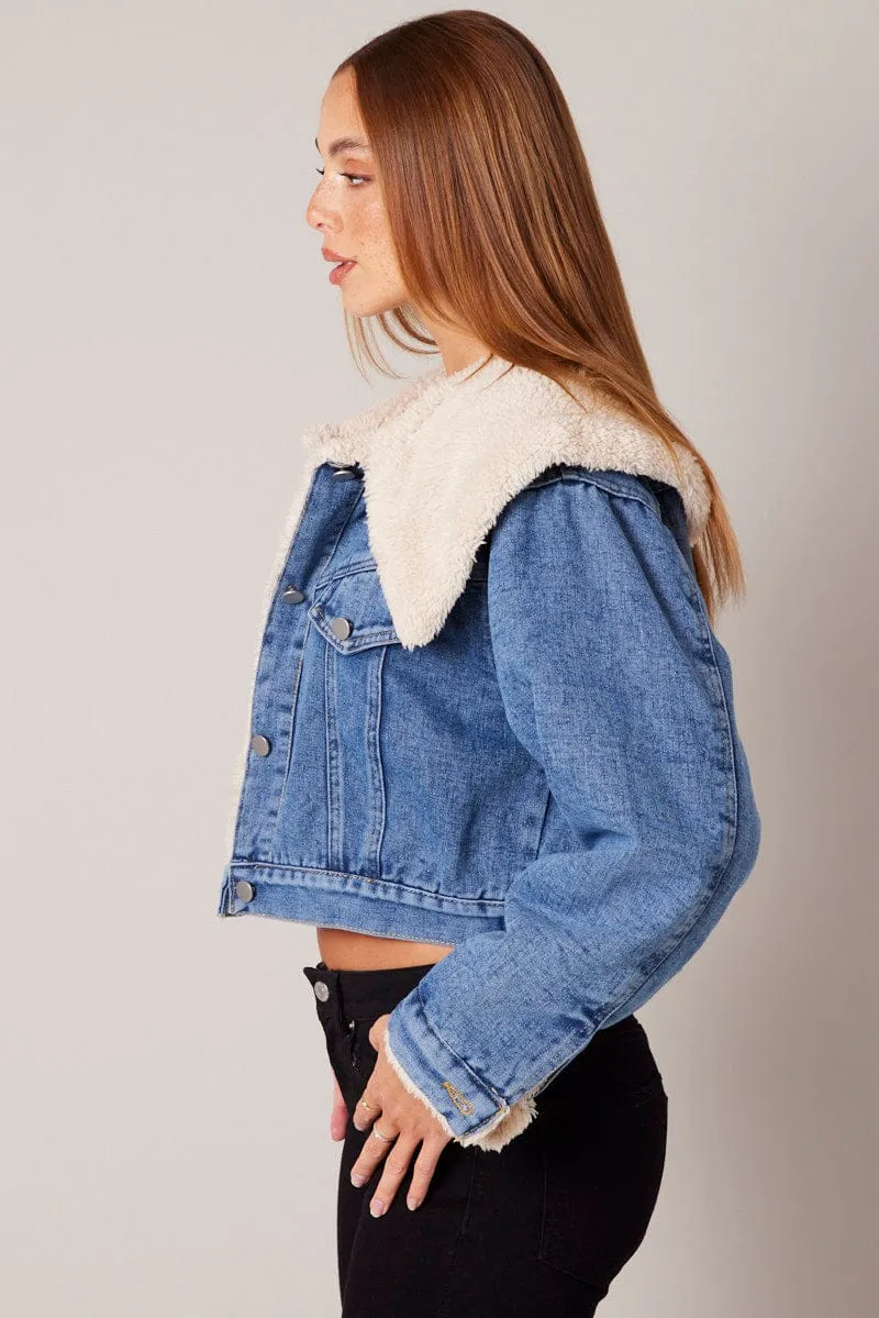 Denim Jacket Faux Fur sold by Ally Fashion product image thumbnail 4