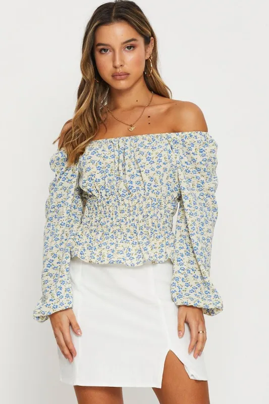 Print Peplum Blouse Long Sleeve sold by Ally Fashion