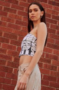 White Abstract Graphic Boob Tube sold by Ally Fashion