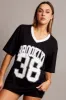 Black Graphic Tee V Neck Short Sleeve sold by Ally Fashion
