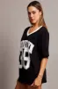 Black Graphic Tee V Neck Short Sleeve sold by Ally Fashion