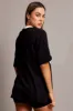 Black Graphic Tee V Neck Short Sleeve sold by Ally Fashion