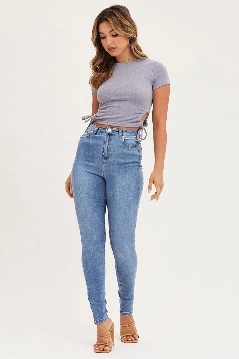 Blue Skinny Denim Jeans High Rise sold by Ally Fashion product image thumbnail 3
