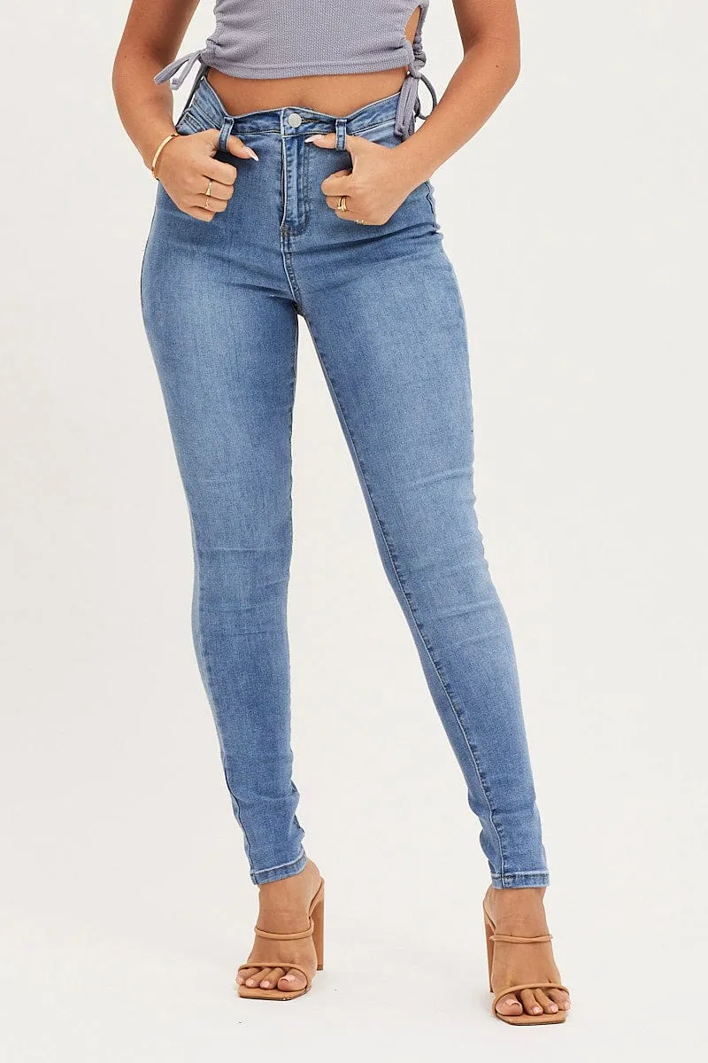 Blue Skinny Denim Jeans High Rise sold by Ally Fashion product image thumbnail 2