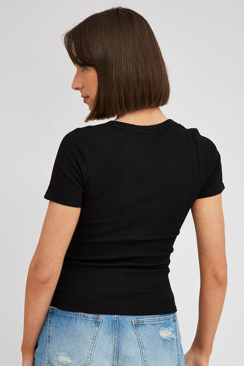 Black T shirt Short sleeve Scoop Neck sold by Ally Fashion product image thumbnail 5