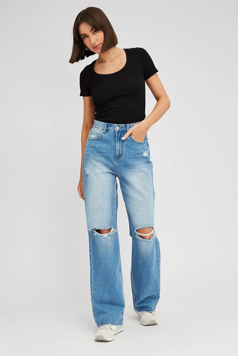 Black T shirt Short sleeve Scoop Neck sold by Ally Fashion product image thumbnail 2