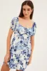 Blue Floral Fit And Flare Dress Short Sleeve Round Neck sold by Ally Fashion