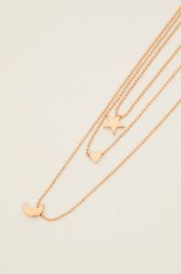 Gold Star And Moon Charm Layered Necklace sold by Ally Fashion
