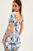 Blue Floral Fit And Flare Dress Short Sleeve Round Neck sold by Ally Fashion