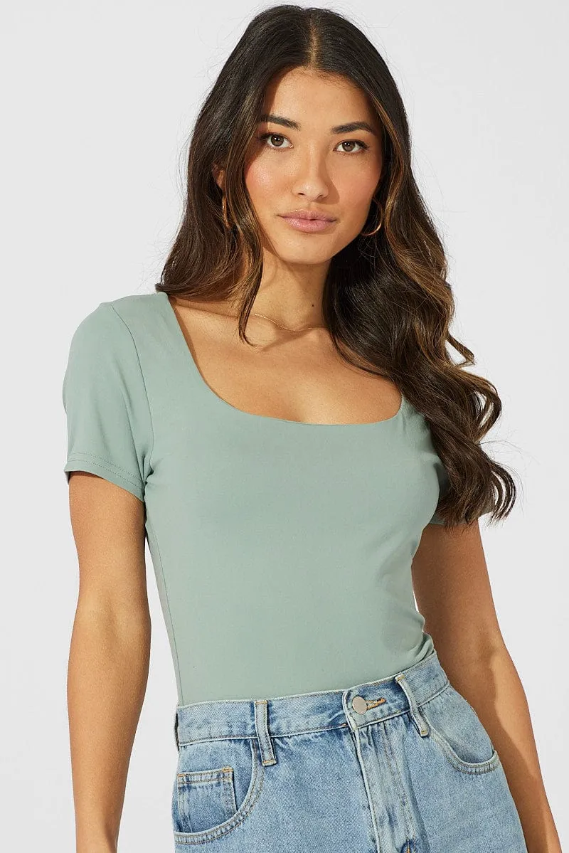 Green Supersoft Top Short Sleeve sold by Ally Fashion