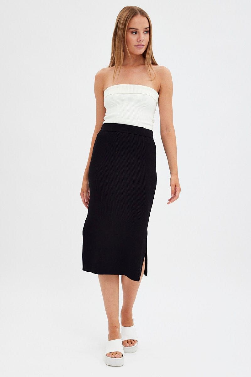 Black Knit Skirt High Rise Midi sold by Ally Fashion product image thumbnail 3