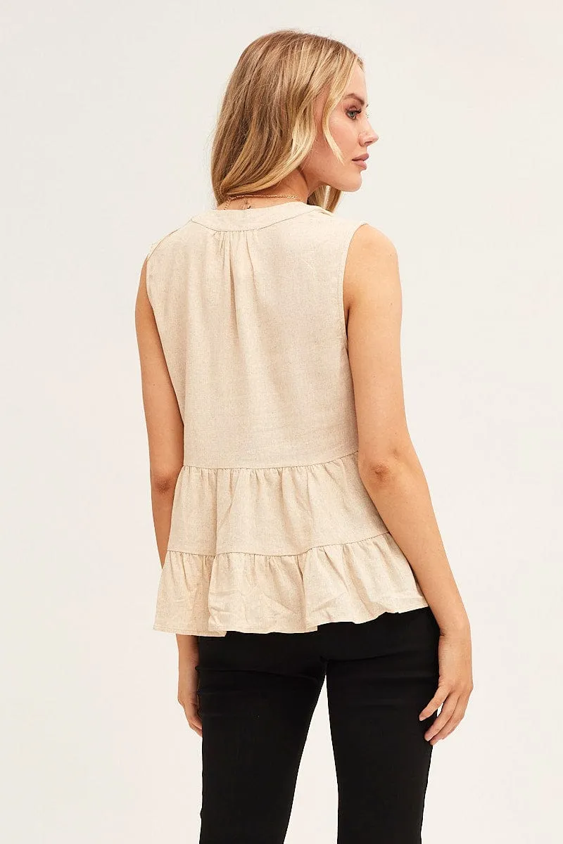 Beige Peplum Top Sleeveless sold by Ally Fashion product image thumbnail 5