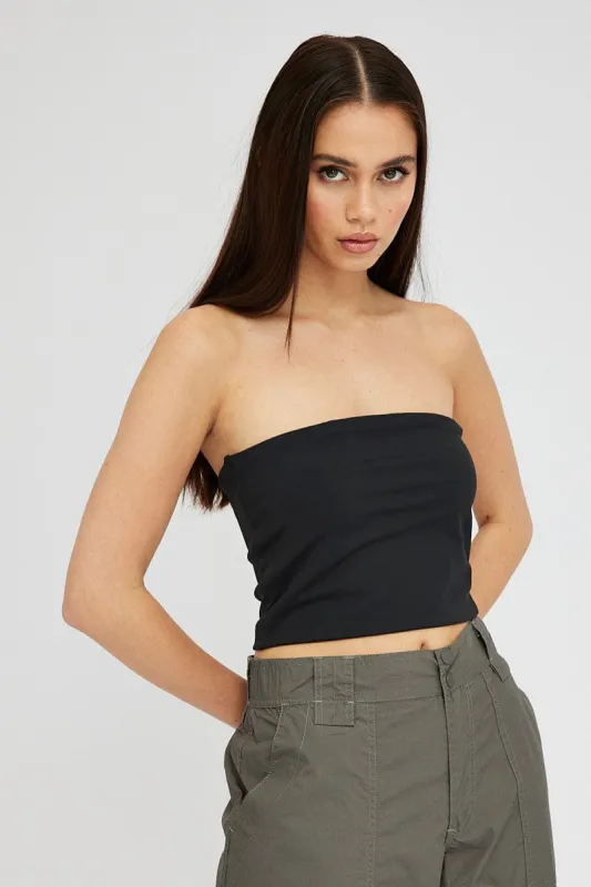 Black Bandeau Top sold by Ally Fashion