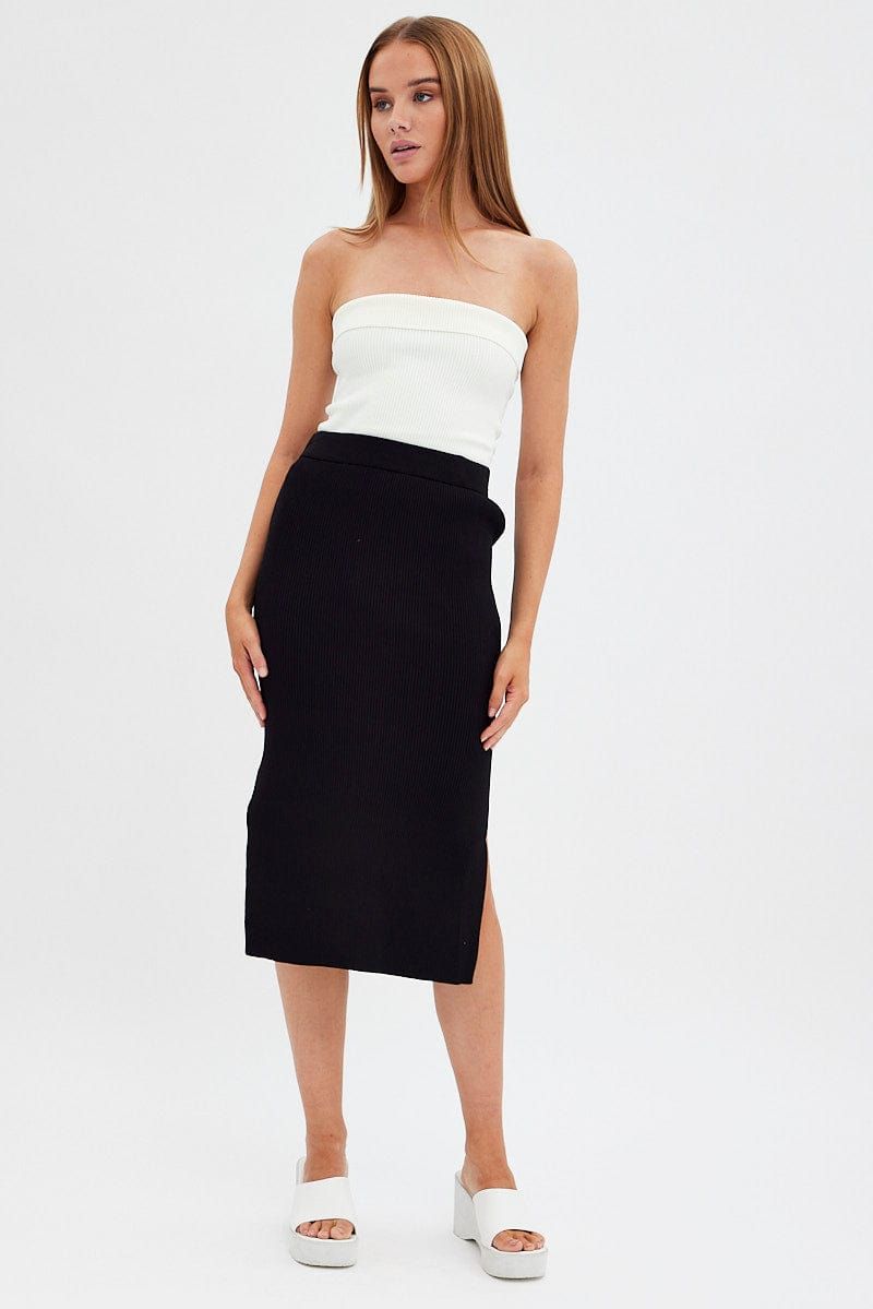 Black Knit Skirt High Rise Midi sold by Ally Fashion product image thumbnail 2