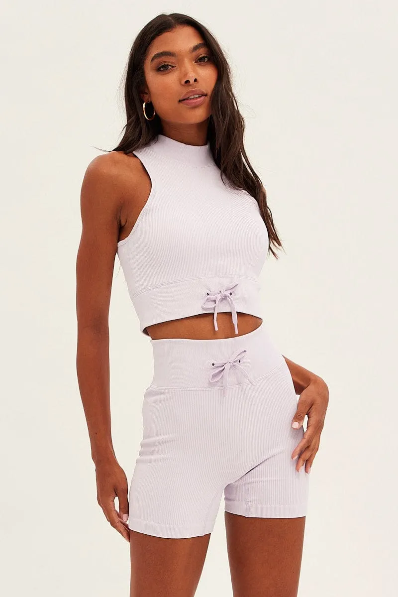 Purple Seamless Top And Bike Shorts Activewear Set sold by Ally Fashion product image thumbnail 3