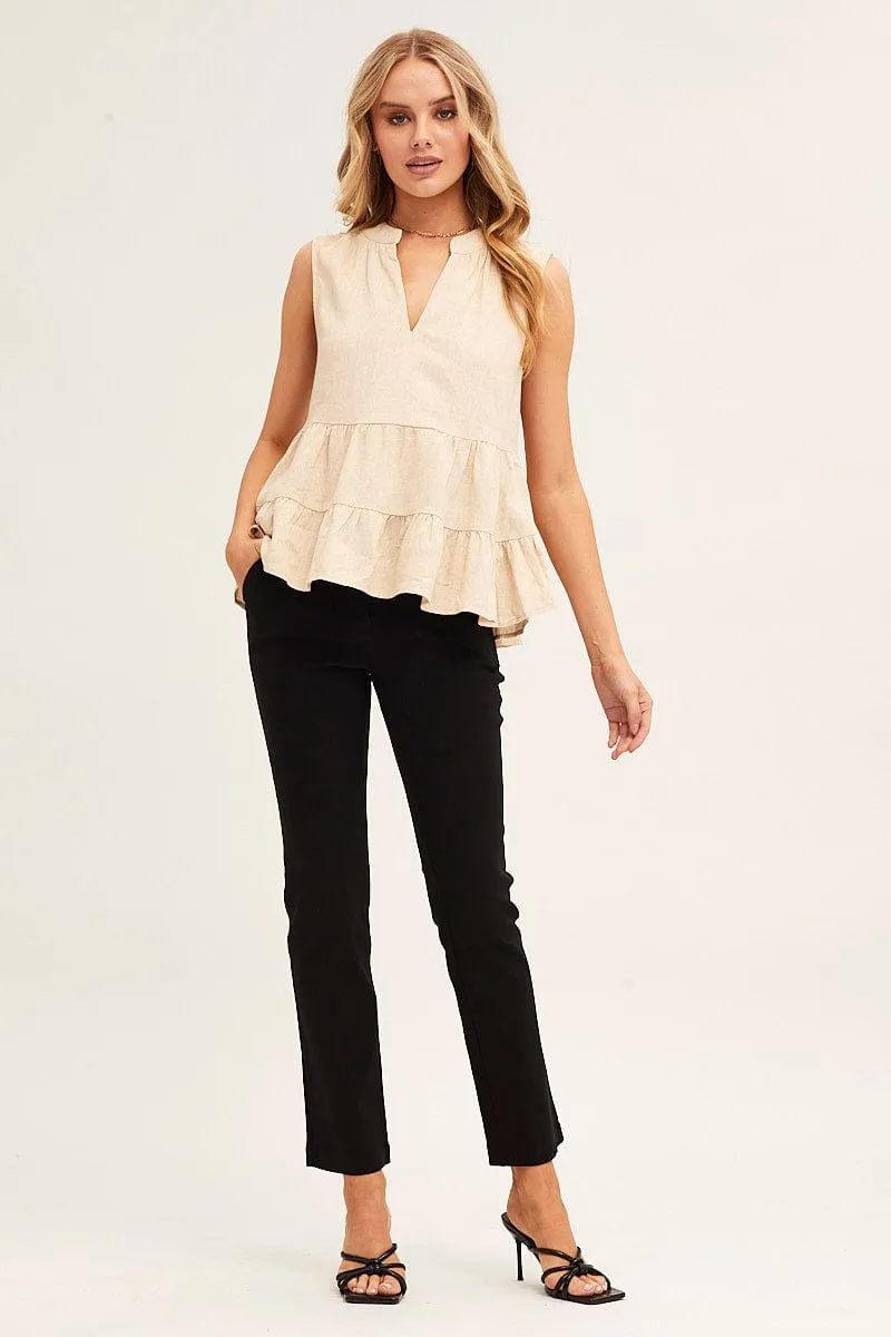 Beige Peplum Top Sleeveless sold by Ally Fashion product image thumbnail 2