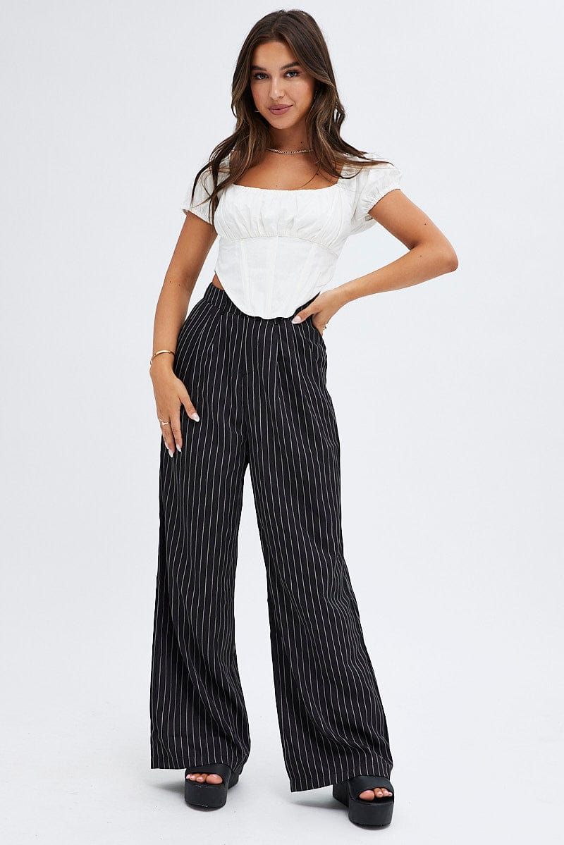 White Crop Top Short Sleeves Square Neck Cotton sold by Ally Fashion product image thumbnail 2