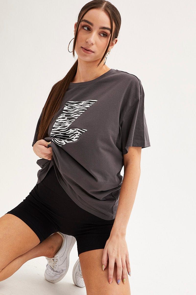 Black Zebra T-Shirt Crew Neck Oversized Cotton sold by Ally Fashion