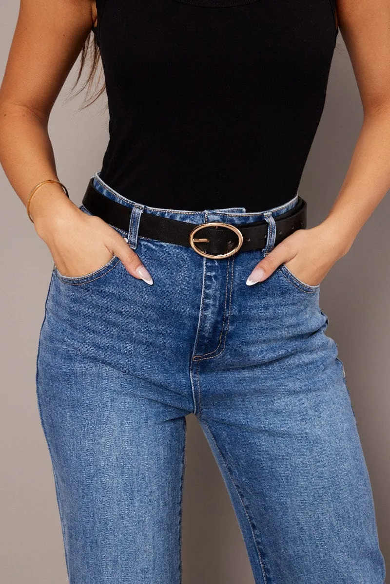 Black Oval Buckle Belts sold by Ally Fashion