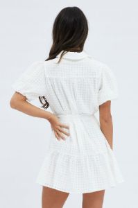 White Shirts Dress Puff Sleeve Mini sold by Ally Fashion