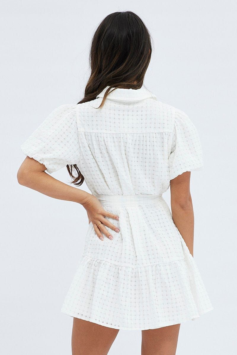 White Shirts Dress Puff Sleeve Mini sold by Ally Fashion product image thumbnail 5