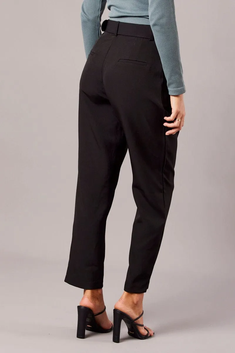 Black Tapered Pants High Rise Belted sold by Ally Fashion product image thumbnail 5