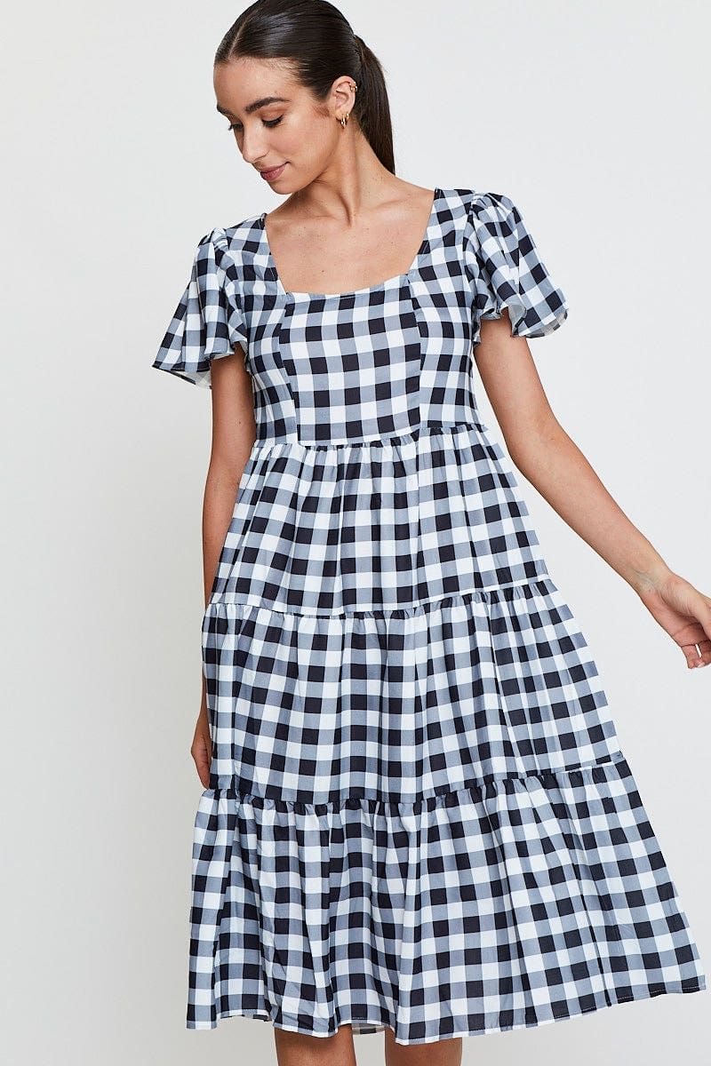 Check Maxi Dress Short Sleeve Round Neck sold by Ally Fashion product image thumbnail 2