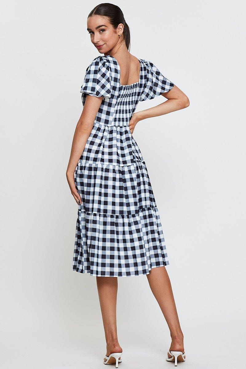 Check Maxi Dress Short Sleeve Round Neck sold by Ally Fashion product image thumbnail 5