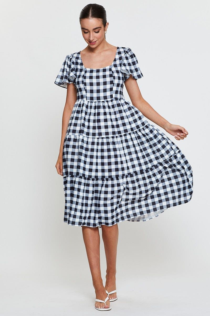 Check Maxi Dress Short Sleeve Round Neck sold by Ally Fashion product image thumbnail 3