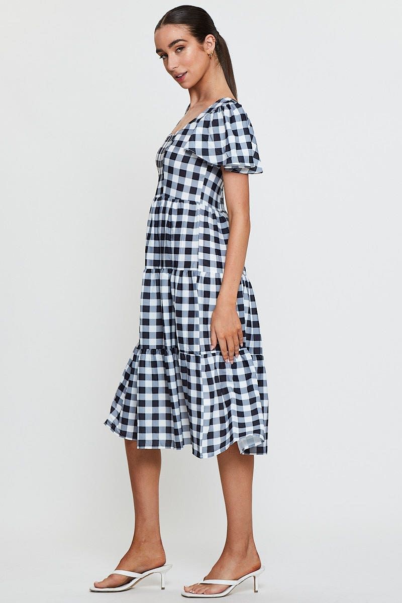 Check Maxi Dress Short Sleeve Round Neck sold by Ally Fashion product image thumbnail 4