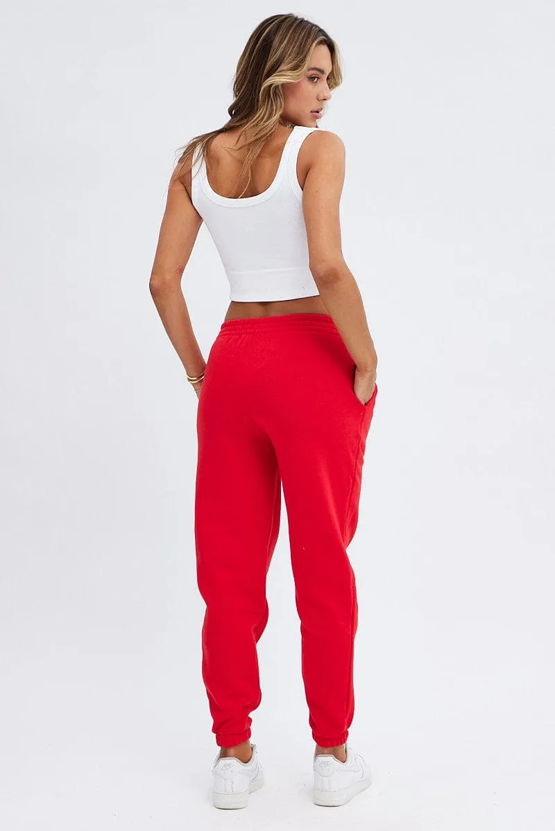 Red Track Pants High Rise Jogger sold by Ally Fashion product image thumbnail 5