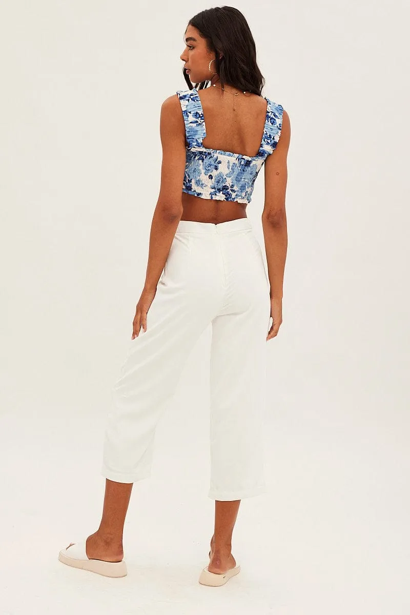 White Cropped Pant High Waisted sold by Ally Fashion product image thumbnail 5