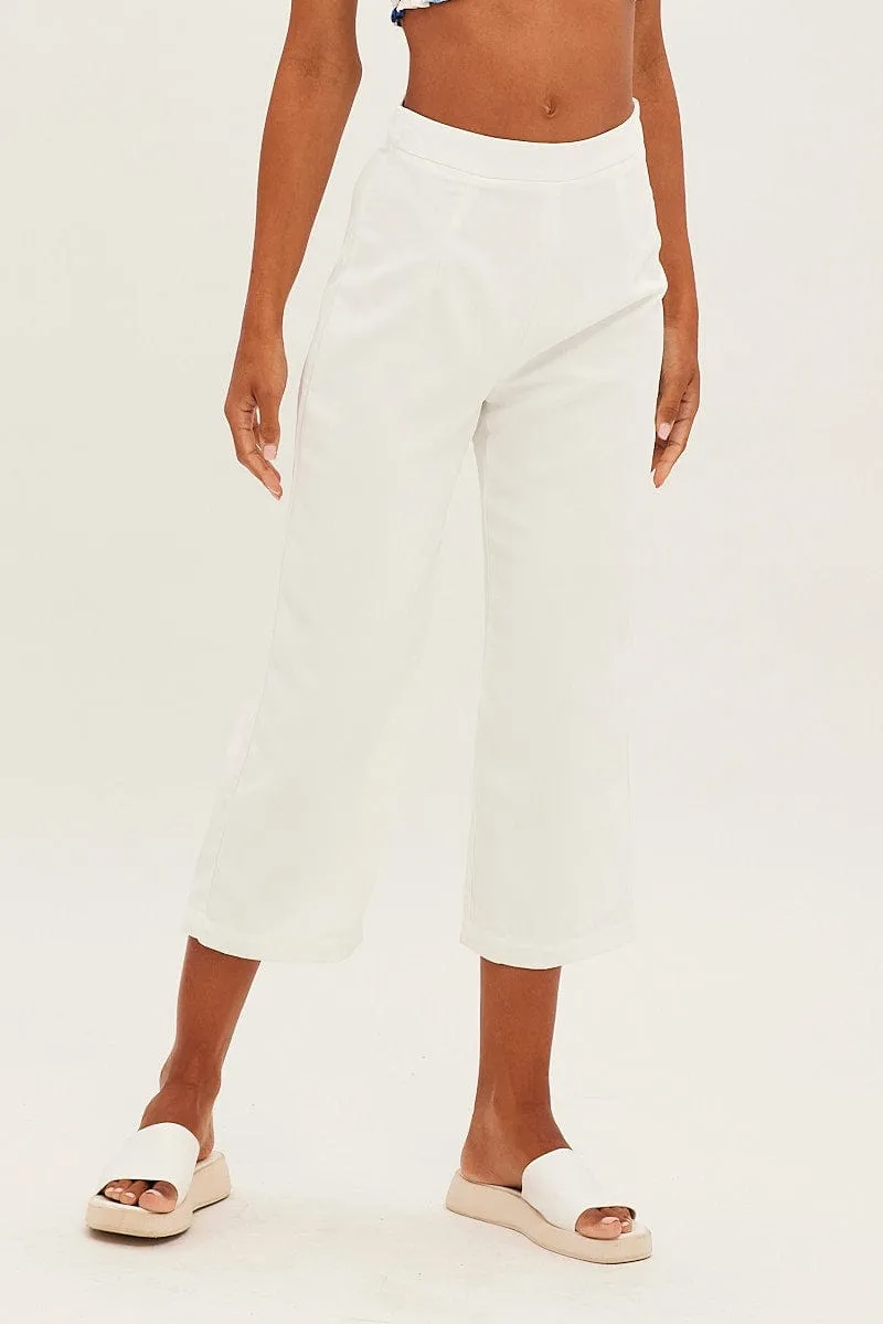 White Cropped Pant High Waisted sold by Ally Fashion product image thumbnail 2
