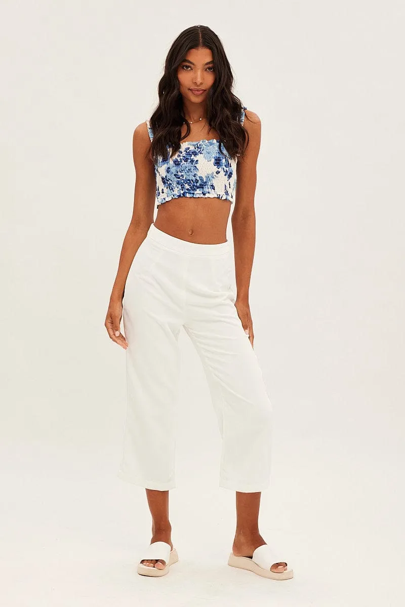 White Cropped Pant High Waisted sold by Ally Fashion product image thumbnail 3
