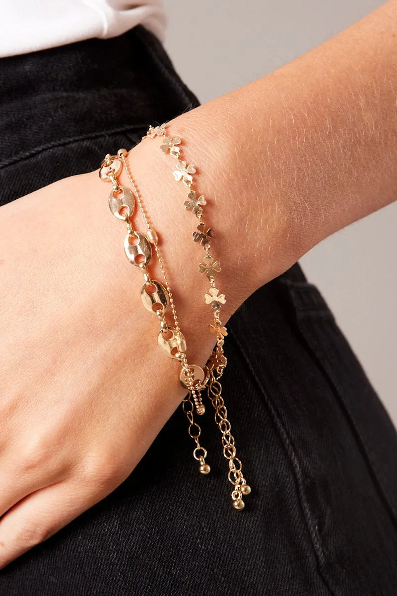 Gold 3 Pack Bracelets Set sold by Ally Fashion