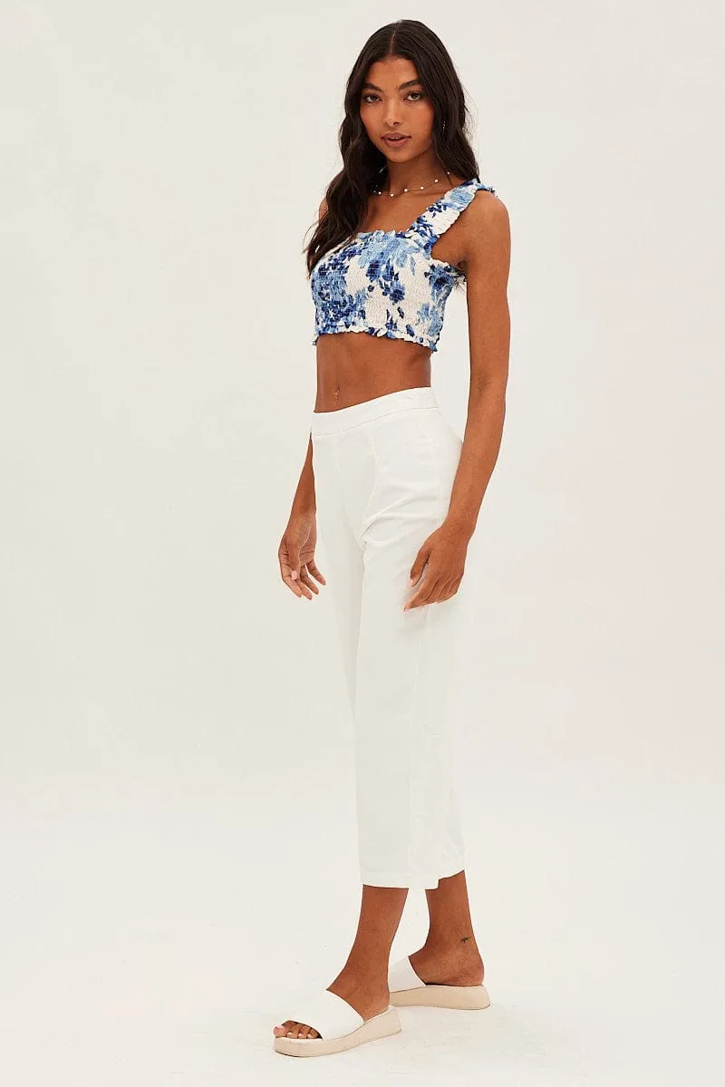 White Cropped Pant High Waisted sold by Ally Fashion product image thumbnail 4
