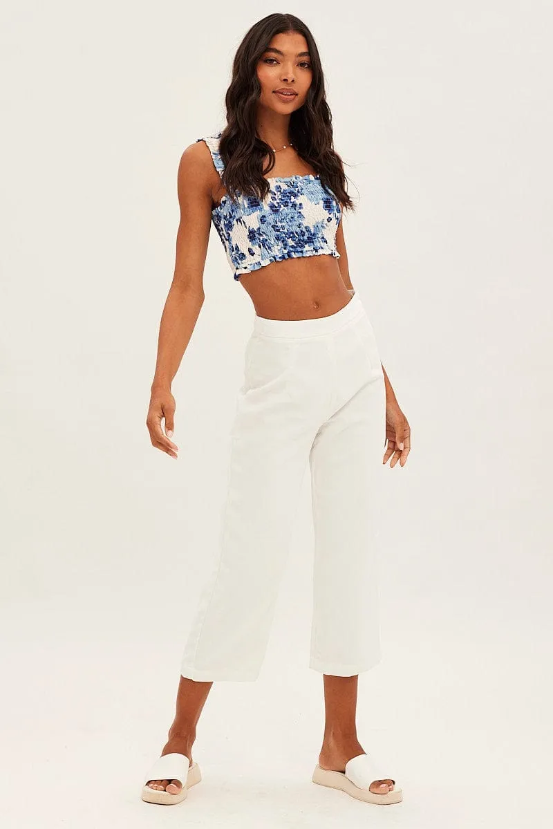 White Cropped Pant High Waisted sold by Ally Fashion