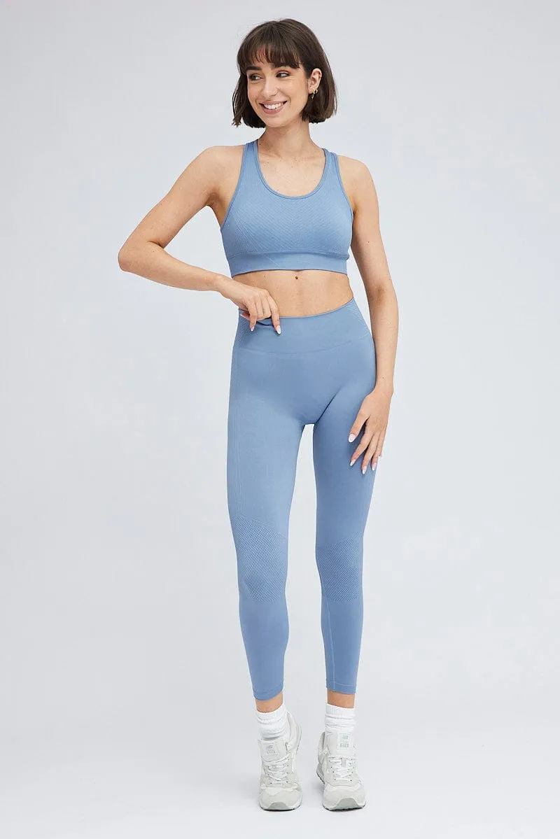 Blue Seamless Top And Legging Activewear Set sold by Ally Fashion product image thumbnail 3