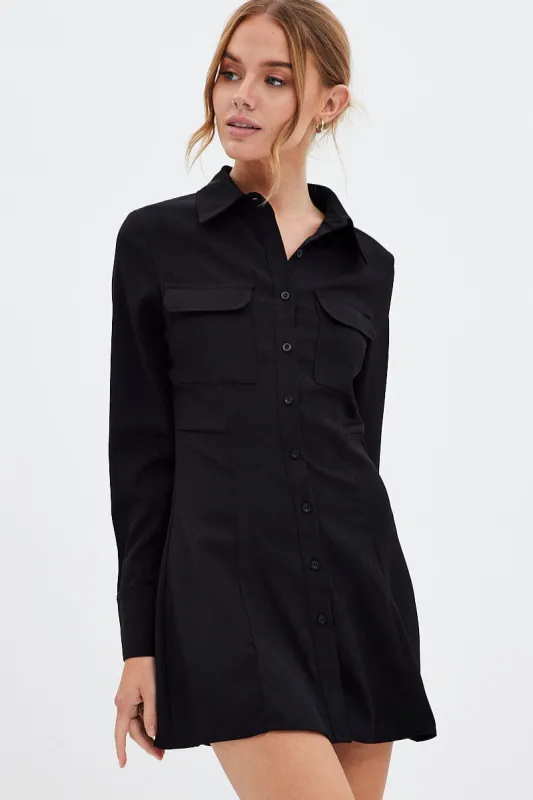 Black Shirt Dress Long Sleeve sold by Ally Fashion