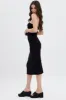Black Ribbed Bodycon Midi Dress sold by Ally Fashion