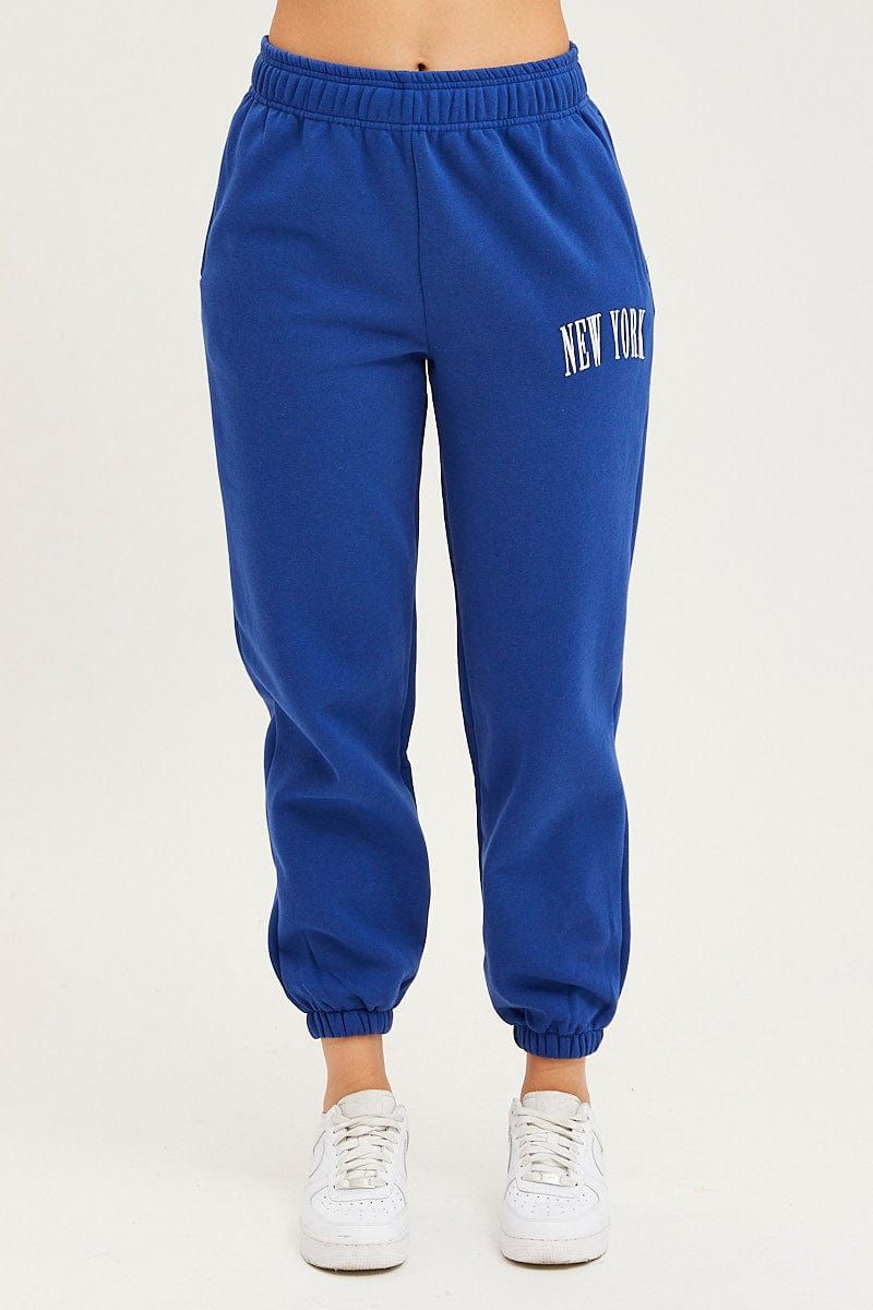 Blue Track Pants High Rise sold by Ally Fashion product image thumbnail 2