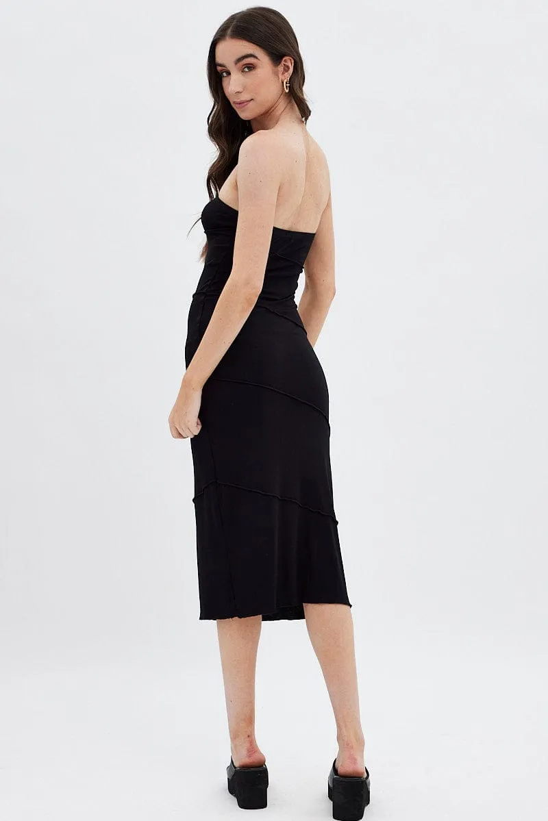 Black Ribbed Bodycon Midi Dress sold by Ally Fashion product image thumbnail 5