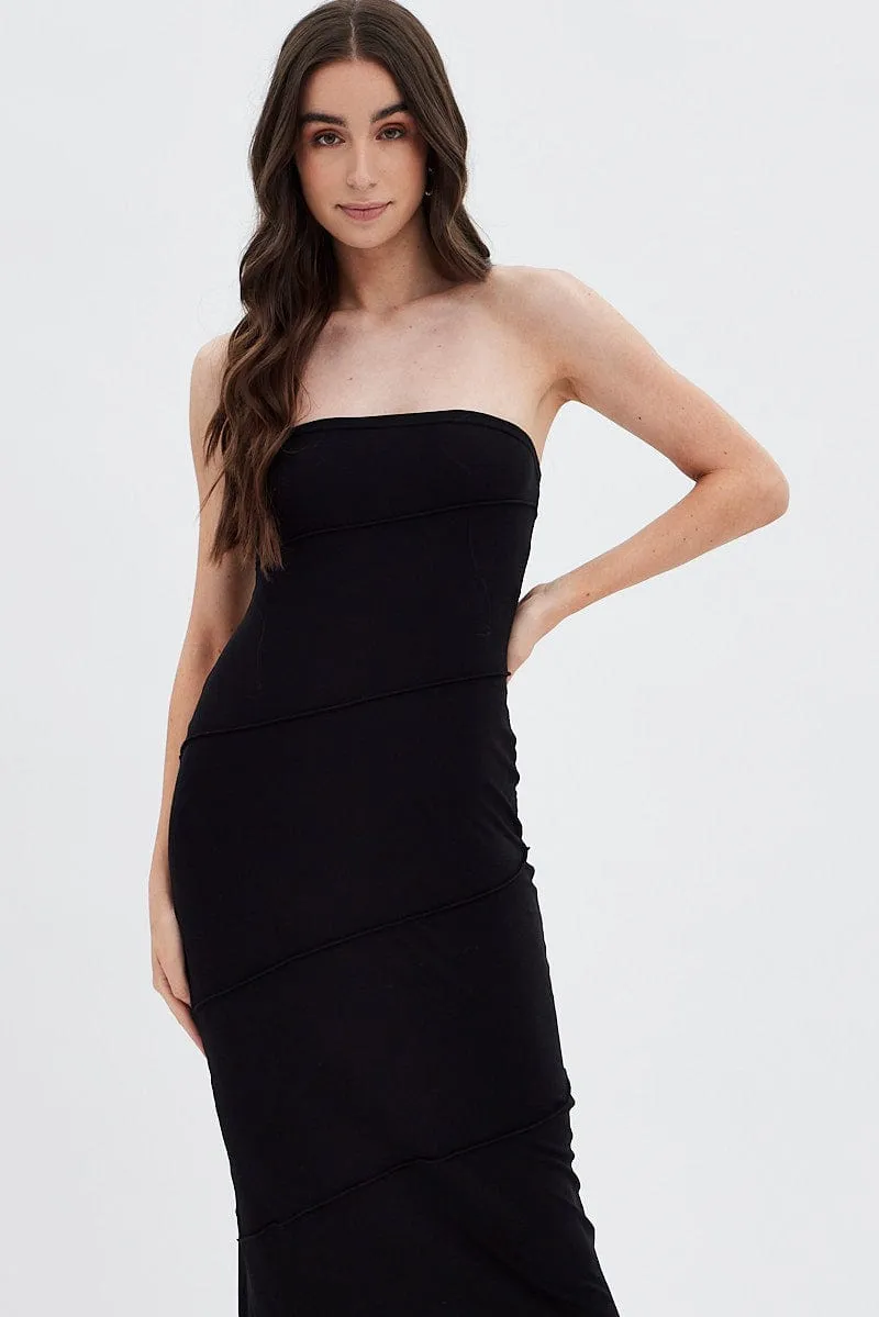 Black Ribbed Bodycon Midi Dress sold by Ally Fashion product image thumbnail 2