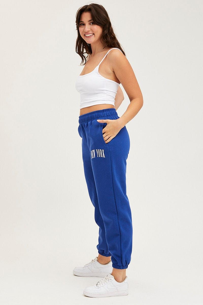 Blue Track Pants High Rise sold by Ally Fashion product image thumbnail 4