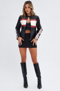 Black Faux Leather Jacket Long Sleeves sold by Ally Fashion