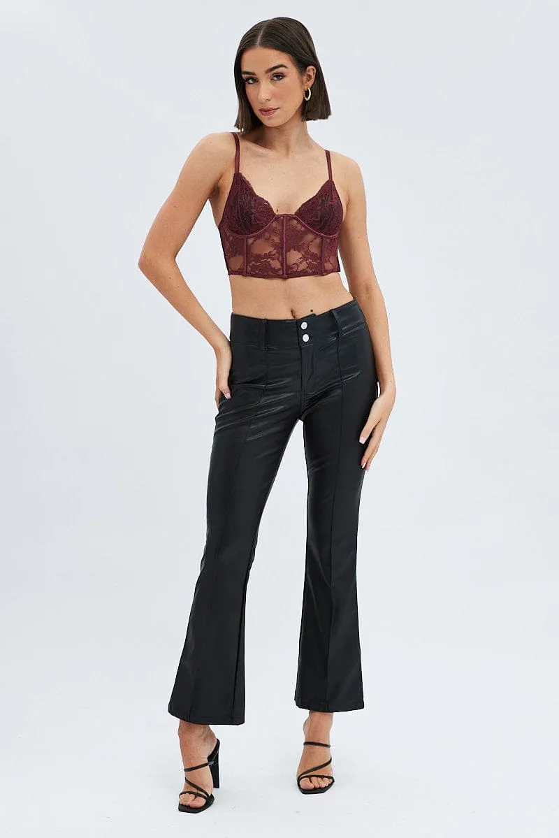 Red Cami Crop Top Bodycon Sweetheart Neckline Lace sold by Ally Fashion product image thumbnail 3