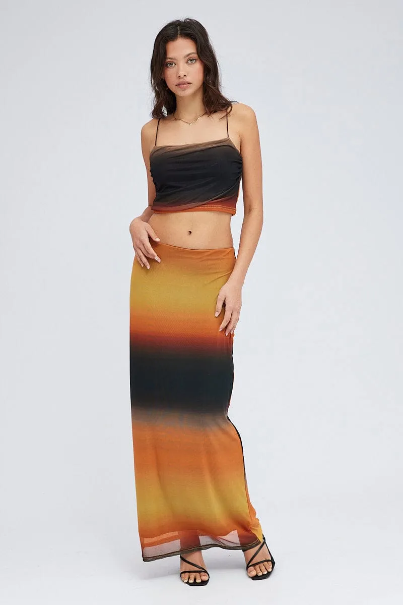 Yellow Abstract Mesh Singlet Sleeveless Crop sold by Ally Fashion product image thumbnail 2