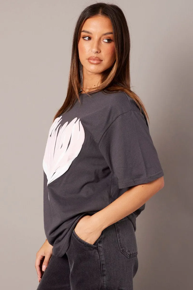Grey Graphic Tee Short Sleeve sold by Ally Fashion product image thumbnail 4